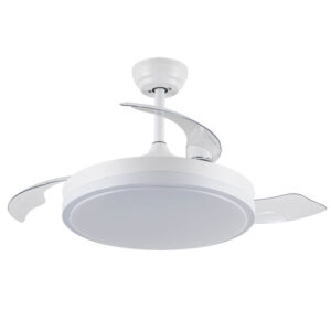 ventilador de techo silencioso con aspas retractiles y de bajo consumo