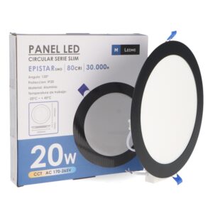 panel led 20w negro